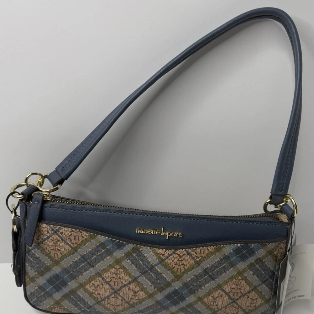 Nanette Lepore Plaid Shoulder Bag in Blue and Tan